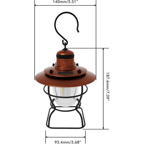 Lanterne de camping portable rétro, lampe de tente rechargeable USB, lampe LED de recherche d'urgence (1/5)