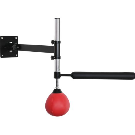 Speed Bag a Parete per Boxe e MMA 79x72x20 cm ad Altezza Regolabile con Asta in Acciaio e PU Rosso (1/5)