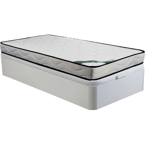 Ensemble 90 x 190 cm sommier coffre blanc + matelas mousse et coutil bambou ép.15cm - KANANI de NATUREA (1/5)