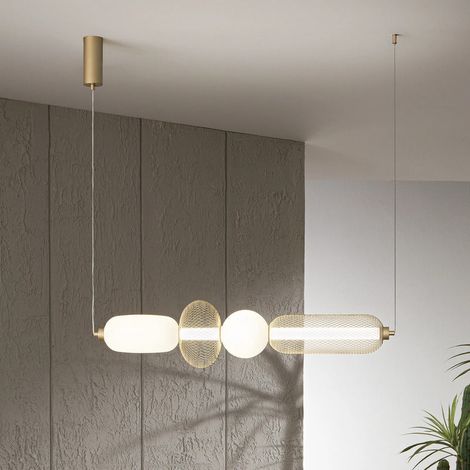 [GEBRAUCHT] B-Ware Luce Ambiente Design Hängelampe Pendelleuchte LED Glas Metall gold weiß CCT 90cm (1/2)