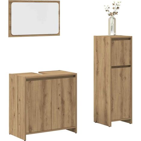 3-tlg. Badmöbel-Set Artisan-Eiche Holzwerkstoff