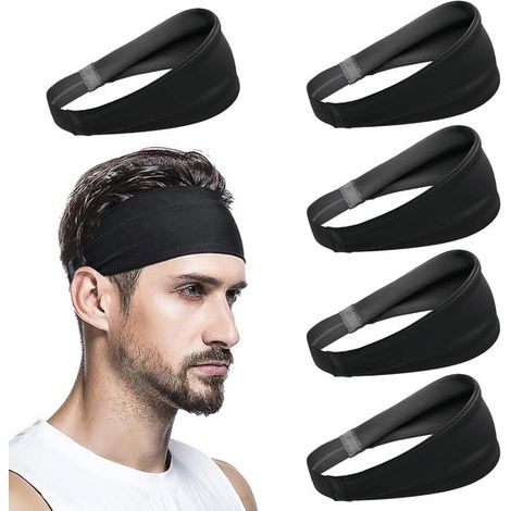 Sport-Stirnbänder für Herren – elastisch, rutschfest, schweißabweisend – 5er-Pack (1/5)