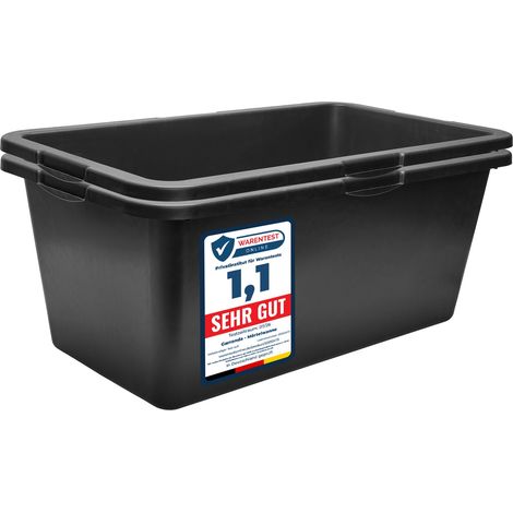 Garronda Bac à mortier rectangulaire en plastique recyclé Noir fond renforcé 60 L Lot de 2 GD-0169 (1/5)