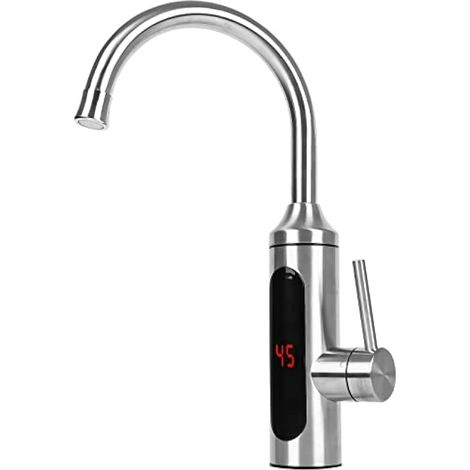 Robinet électrique avec chauffe-eau, en acier inoxydable, rotatif à 360°, affichage de la température LCD, chauffe-eau instantané, robinet de cuisine, chauffe-eau instantané (C) [Classe énergétique A] (1/5)
