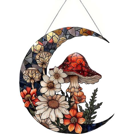 Décoration suspendu champignon lune, décoration de fenêtre pour pendaison de crémaillère pour la maison, la cuisine et le bureau (1/5)