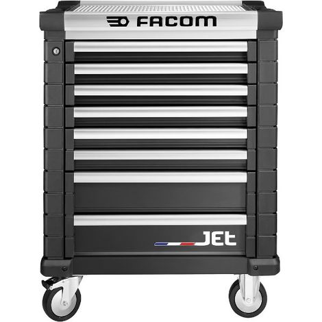 Facom – Servante d'atelier roulante en acier 8 tiroirs – Dimensions 569 x 421 x 60 mm – Capacité de charge 170 kg – Tiroirs à ouverture totale