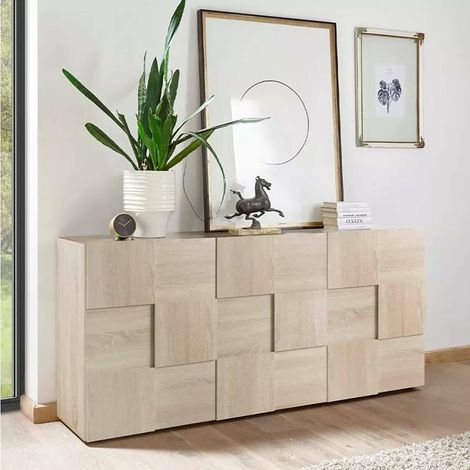 Dmora - Credenza Segrino, Buffet da soggiorno, Madia da salotto, Dispensa da cucina, Made in Italy, 181x43 h84 cm, Rovere (1/5)