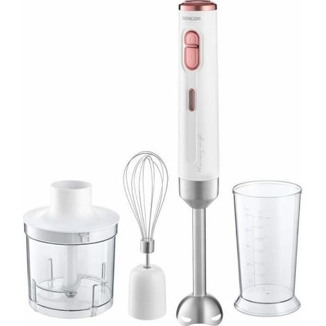 Sencor SHB 9000WH batidora de mano rosa y blanca inalámbrica