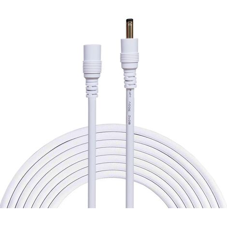 1 Mètres Rallonge Cordon d'alimentation DC 1.35mm x 3.5mm Mâle à Femelle DC Plug Rallonge Cordon, Adapté pour Appareils Photo, Adaptateur Secteur, Caméra IP sans Fil, et Plus - Blanc (1/5)