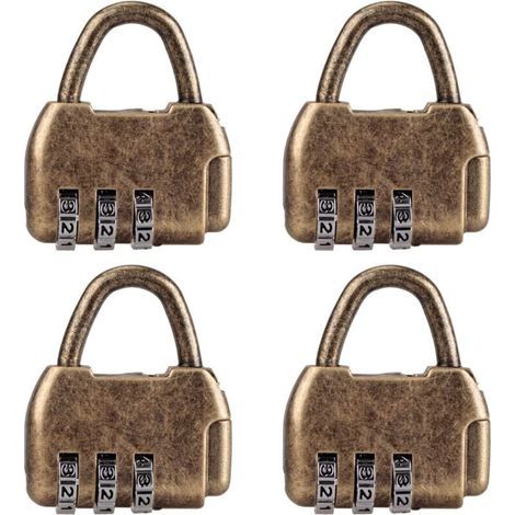 Lot de 4 mini cadenas à combinaison rétro pour journal intime, bagages, cadenas à code vintage (1/4)