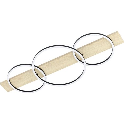 Plafonnier LED Boyal à 3 flammes, luminaire intérieur en bois, métal (1/5)