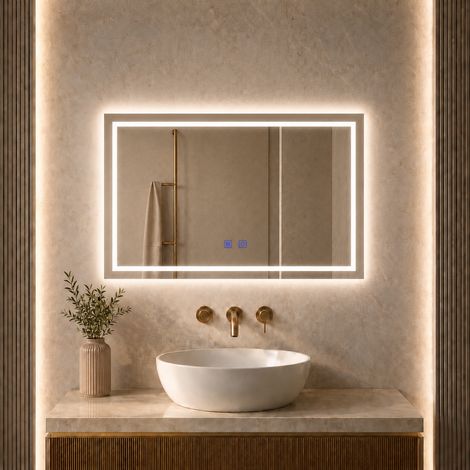 MAERTS-E 700x500mm Illuminated Rectangular Bathroom Mirror Demister 3 Colour Touch (1/5)
