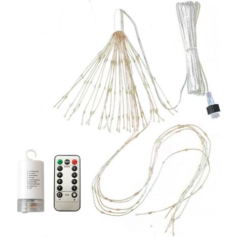 Toivize-Guirlande LED Feux d'Artifice - Cuivre - Étanche IP65 - Télécommande - 200 LEDs - Multicolore - 8 Modes - 5m - Piles AA (1/5)