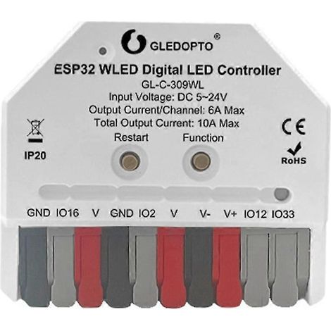 GLEDOPTO WLED ESP32 LED-Controller ohne Mikrofon, DIY-Musikdynamikmodi für RGBIC WS2811, WS2812, SK6812, TM1814, WS2813, WS2815 (1/5)