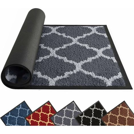 Door Mat Indoor 40 X 60 Cm, Grey Mat, Washable Barrier Mat, Super Absorbent Front Door Mat Carpet, Non Slip Rubber Backing Doormat, Heavy Duty Entrance Rug Dirt Trapper (1/5)