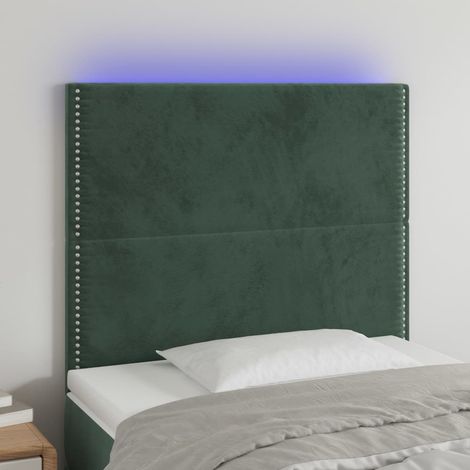 Cabecero con luces LED terciopelo verde oscuro 100x5x118/128 cm vidaXL (1/5)