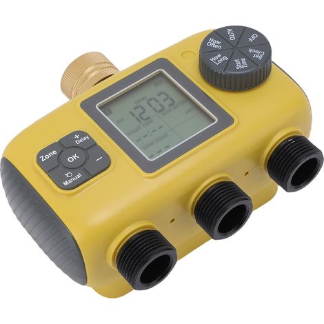 Minuteur d'arrosage intelligent à 3 sorties avec contrôleur de vannes d'irrigation pour jardin, pelouse et serre (1/5)