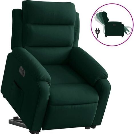 Fauteuil inclinable électrique en velours vert foncé (1/5)