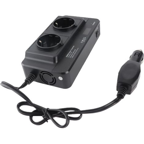 Convertisseur de voiture 200W DC 12V vers AC 220V, prise allume-cigare, 2 prises AC et 4 ports USB, interrupteur marche/arrêt, protection sécurisée, chargeur portable pour téléphone, ordinateur, éclai (1/5)