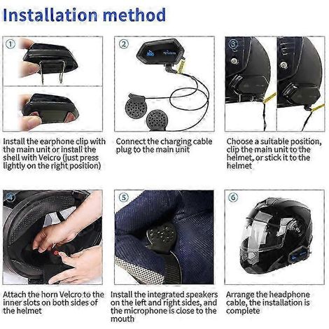 Kit mains libres Bluetooth 5.0 pour casque de moto M01 avec oreillette sans fil et fonction téléphone, noir. (1/5)