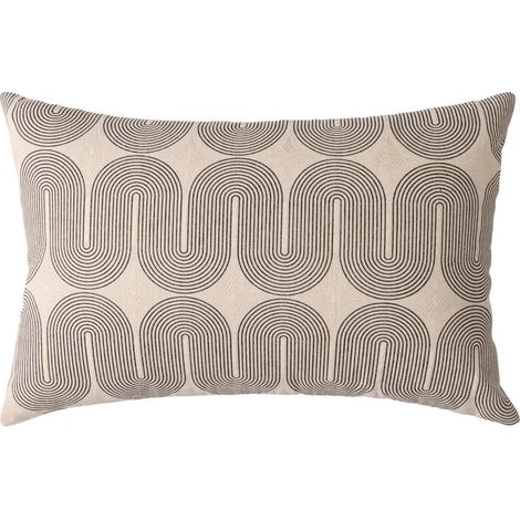 Coussin à Motifs Métallisés "Ondine" 40x60cm Beige & Noir (1/3)