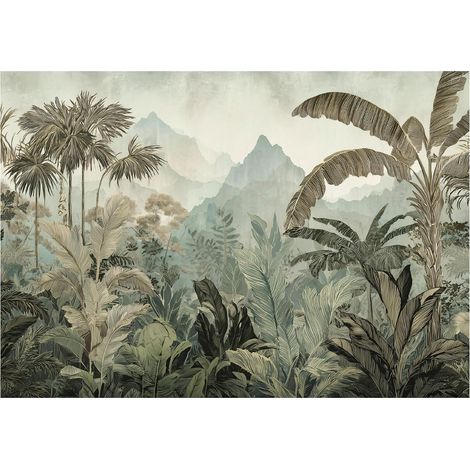 Papier peint mural jungle forêt tropicale 3D intissé grand format design intérieur salon chambre pas cher 400x280 cm (1/5)