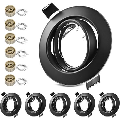 Lot de 6 Projecteurs Encastrables GU10, Cadre Noir Mat (1/5)