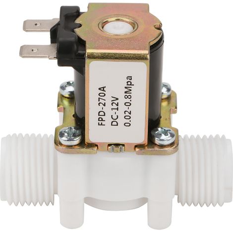 Électrovanne d'arrivée d'eau 12 V G1/2" NC en plastique pour distributeur d'eau (1/5)