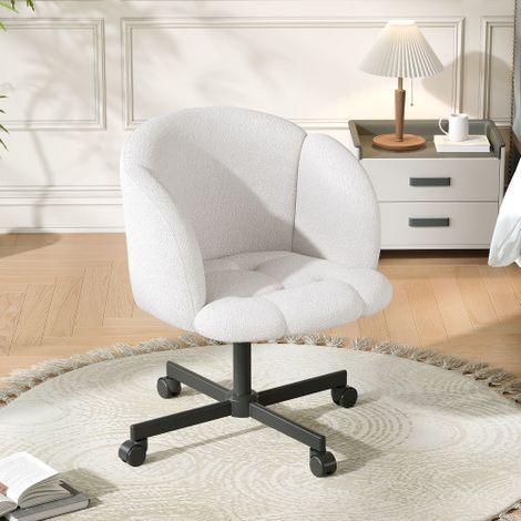 Fauteuil pivotant — Style design moderne, siège pivotant décontracté avec 5 roulettes, rotation à 360°, revêtement en tissu chenille (1/5)