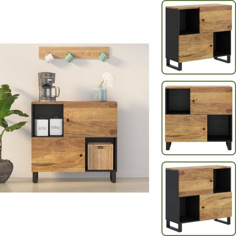 The Living Store Buffet avec 2 portes 80x33x75 cm bois massif de manguier - Rangement (1/5)