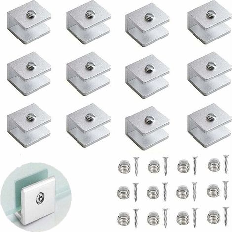 12-teiliges Glasklemmen-Set, verstellbare Glastrennwandhalterung, 6-8 mm Glaswandregalhalterung, Aluminium-Regalhalterungen (1/5)