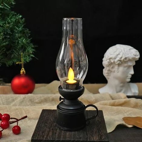 Lámpara de aceite LED retro, lámpara de mesa LED retro (pila de botón no incluida), luz nocturna retro (1/5)