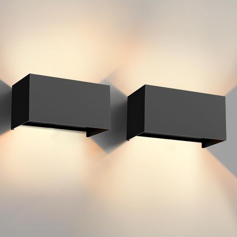 LED Wandleuchte 24W, 3000K Außenlampe Außenleuchte Warmweiß, IP65 Innen/Aussen Aluminium Wandlampe, Außenwandleuchte Mit Einstellbar Abstrahlwinkel (Schwarz 2 Stück) (1/4)