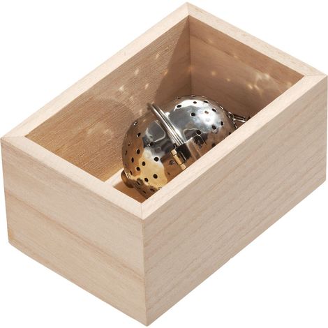 iDesign Eco Wood tavola, Porta cassetto o dispensa in Legno di Paulownia, Salva Spazio per Cucina per Posate e Piccoli Utensili, Beige, Natural, 12.7x8.5x6.9cm (1/4)