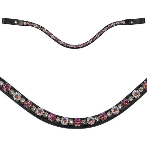 Cob, marrone/rosascuro: Frontalino in cuoio con brillanti decorativi modello Daisy