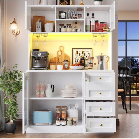 Aparador cocina con LED MDF 120x40x188 cm OKMYHOME (1/5)