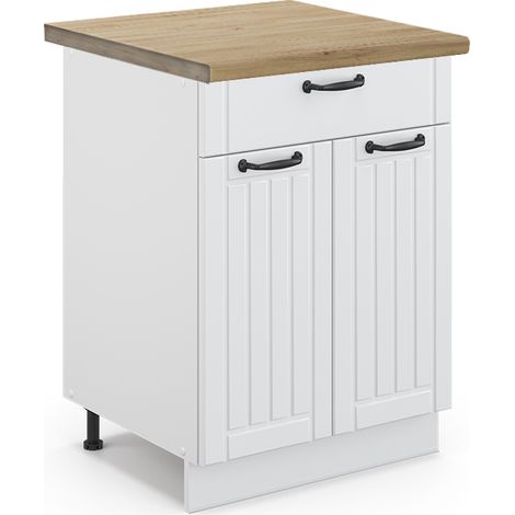 Meuble cuisine Fame-Line, Blanc campagne, 60 cm avec tiroir, PT Chêne, Vicco (1/5)