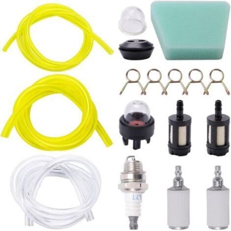 12 Pièces Kit de Tuyau de Carburant, 30cm Tuyaux d'Essence, Filtre à Essence, Ampoules D'Amorçage, Bougie D'Allumage, Joint de RéServoir de Carburant, Pour Souffleur de TronçOnneuse (1/5)