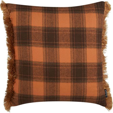 Throw Cushion BARJA 45 x 45 cm Orange Checked