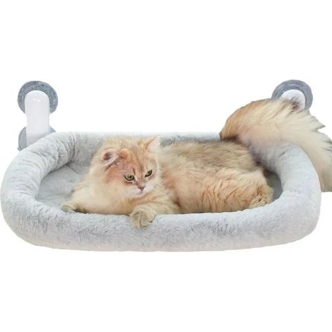 Hamac de fenêtre en velours rose pour chat, pliable 30x52 cm, idéal pour se détendre et bronzer (1/2)