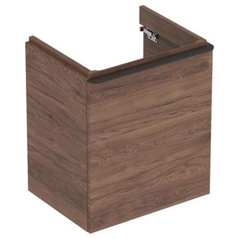 Geberit Smyle Base quadrata per lavabo, con un'anta: Larghezza 53,6 cm, Altezza 61,7 cm, Profondità 43,3 cm, Noce carya / melaminico struttura legno, grigio vellutato / verniciato a polvere opaco, Lar (1/4)