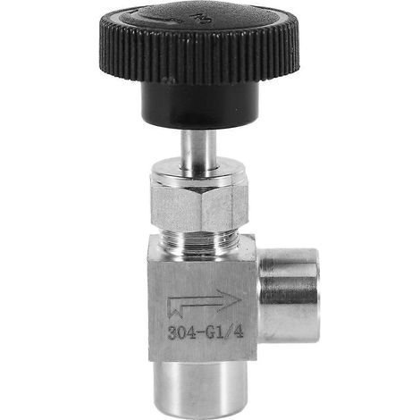 Vanne à pointeau réglable, filetage femelle coudé 1/4 pouce BSP, acier inoxydable 304 pour eau, gaz et huile (1/4)