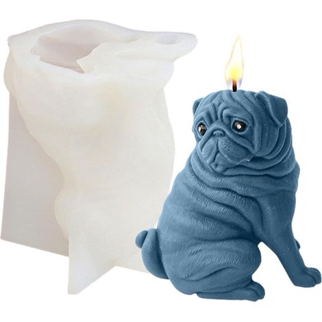 Moule Bougie Silicone, Chien Moule en Silicone pour Bougie Savon, Moules à Bougie Faits à la Main, Moules Silicone pour soja, Cire d'abeille, Bougies parfumées, Chocolat, Résine époxy (1/5)