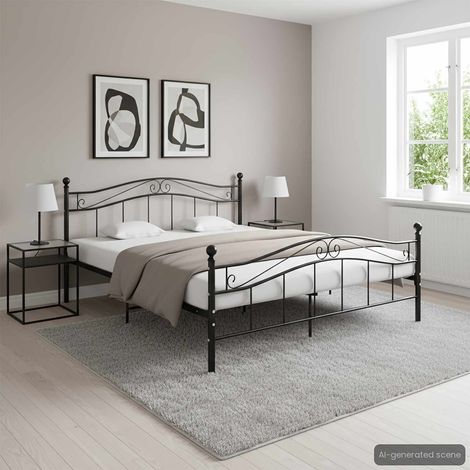 vidaXL Cadre de lit sans matelas noir métal 160x200 cm (1/5)
