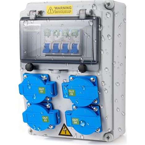Coffret Électrique de Chantier 230 V Tableau Électrique Répartiteur Mural avec Disjoncteur Répartiteur de Courant 16 A IP67 Distributeur de Courant Électrique avec Disjoncteur Coffret Chantier (1/5)