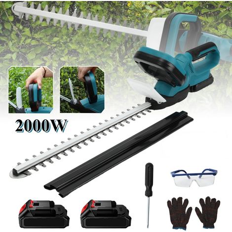Taille Haie Electrique 2000W, Taille-haies sans fil, Machine à haies, avec 2 batteries et chargeur, 15000RPM,  Longueur coupe 5,5 cm (1/5)