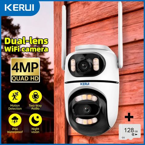 Caméra IP WiFi sans fil extérieure 4MP, double objectif, double écran, vidéosurveillance de sécurité domestique. (1/5)