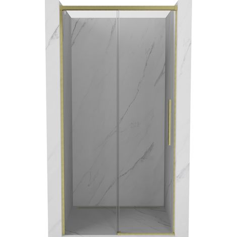Mexen Rox porta doccia scorrevole 100 cm, trasparente, oro spazzolato - 8C2-100-000-55-00