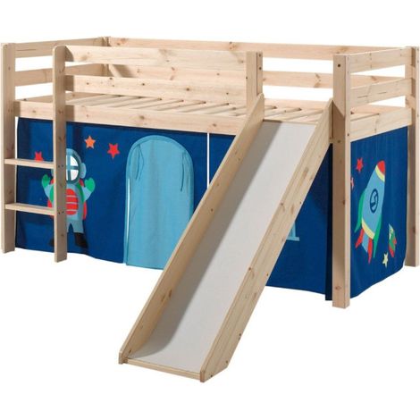 Lit Enfant Avec Toboggan "Pino Astronaute II" 90x200cm Naturel (1/2)
