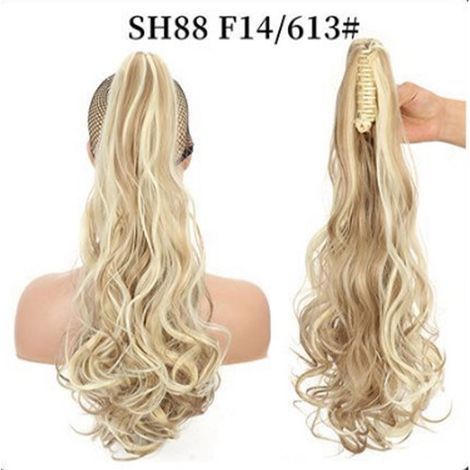 Postiche queue de cheval avec clip, cheveux longs bouclés, compatible avec différentes coiffures et occasions, couleur blonde, modèle 3 (1/3)